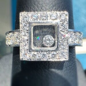 Chopard Happy Diamonds Square 18k White Gold Ring Size7.75 82/2939-20